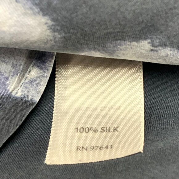 J Jill Black and Gray Floral Watercolor Print 100% Silk‎ Tunic - Picture 4 of 10